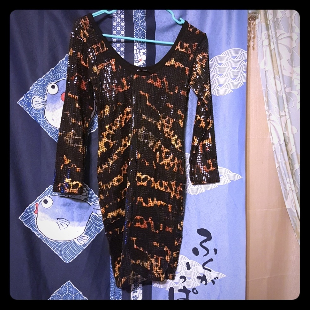 iron fist sequin leopard dress S